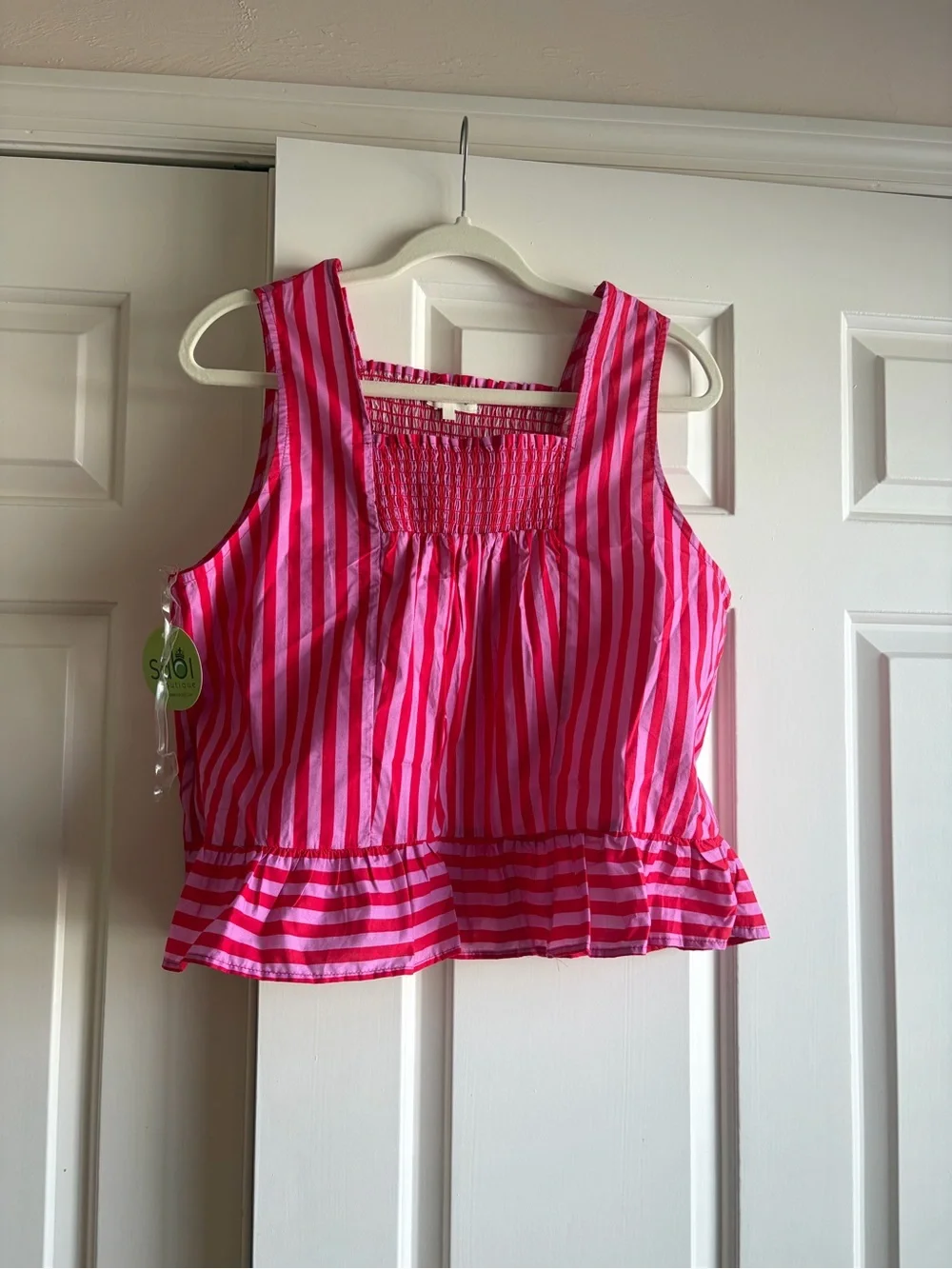 entro Pink and Hot Pink Striped Two-Piece Tank and Shorts Set
